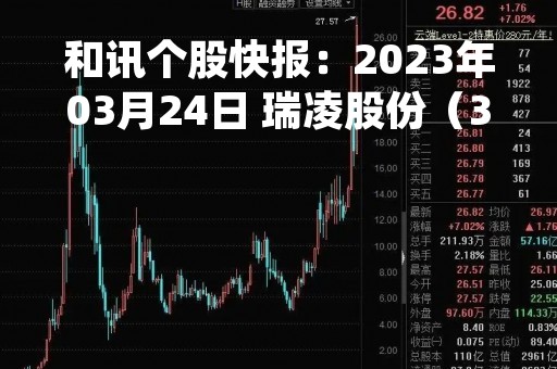 和讯个股快报：2023年03月24日 瑞凌股份（300154）13:26分，股价快速拉升
