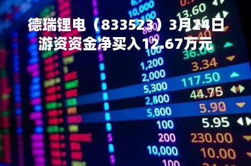 德瑞锂电（833523）3月24日游资资金净买入12.67万元