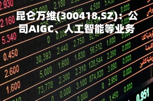昆仑万维(300418.SZ)：公司AIGC、人工智能等业务产品尚未产生实际收入