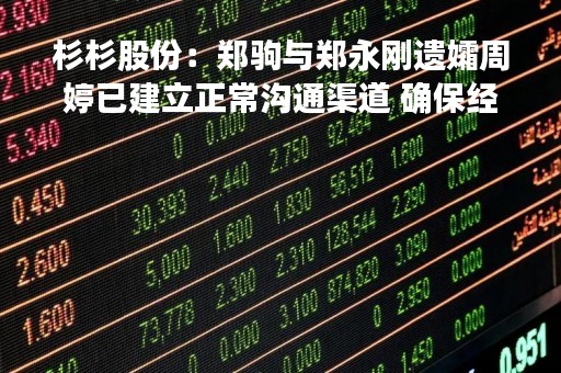 杉杉股份：郑驹与郑永刚遗孀周婷已建立正常沟通渠道 确保经营稳定