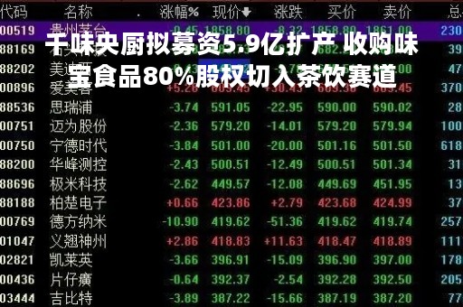 千味央厨拟募资5.9亿扩产 收购味宝食品80%股权切入茶饮赛道