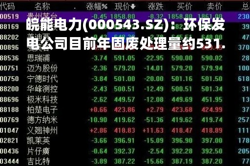 皖能电力(000543.SZ)：环保发电公司目前年固废处理量约531.6万吨，总装机容量295MW