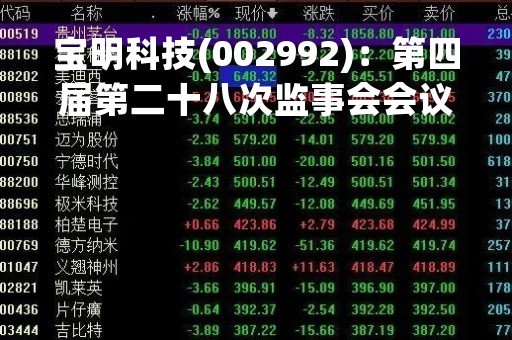 宝明科技(002992)：第四届第二十八次监事会会议决议，审议关于向激励对象授予预留限制性股票的议案