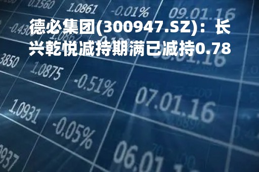德必集团(300947.SZ)：长兴乾悦减持期满已减持0.78%股份 后续拟减持不超2%股份