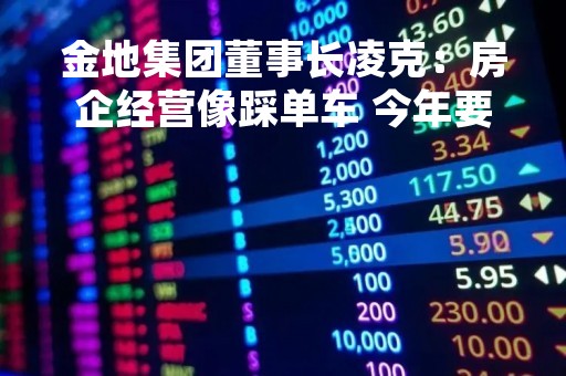 金地集团董事长凌克：房企经营像踩单车 今年要把握土地投资机会