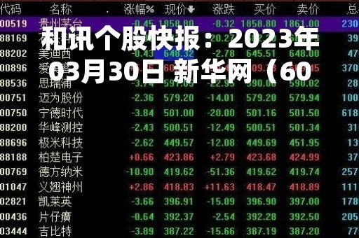 和讯个股快报：2023年03月30日 新华网（603888）该股换手率大于8%