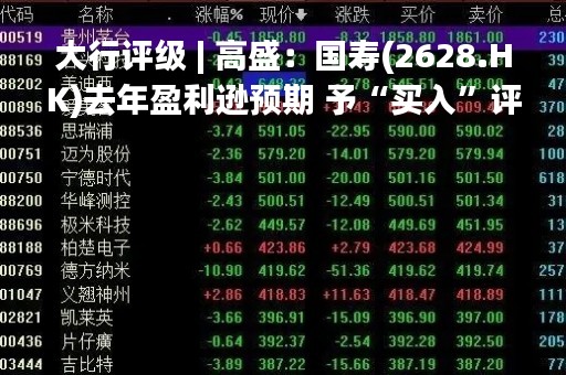 大行评级 | 高盛：国寿(2628.HK)去年盈利逊预期 予“买入”评级