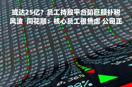 或达25亿？员工持股平台陷巨额补税风波  同花顺：核心员工很焦虑 公司正与税务部门沟通