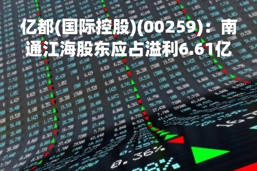 亿都(国际控股)(00259)：南通江海股东应占溢利6.61亿元 同比增加52.04%