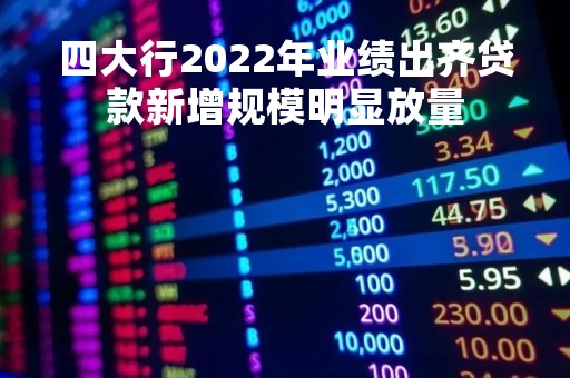 四大行2022年业绩出齐贷款新增规模明显放量