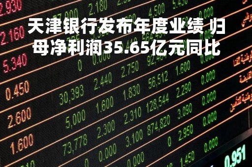 天津银行发布年度业绩 归母净利润35.65亿元同比增加11.5%