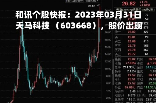 和讯个股快报：2023年03月31日 天马科技 （603668），股价出现向上跳空缺口