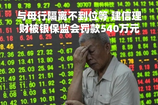 与母行隔离不到位等 建信理财被银保监会罚款540万元