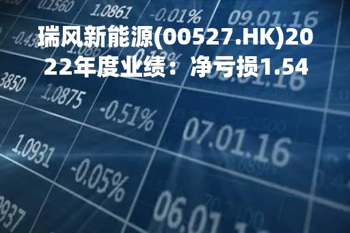 瑞风新能源(00527.HK)2022年度业绩：净亏损1.54亿元、同比大幅收窄