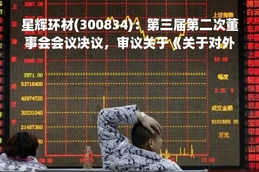星辉环材(300834)：第三届第二次董事会会议决议，审议关于《关于对外出租物业的议案》