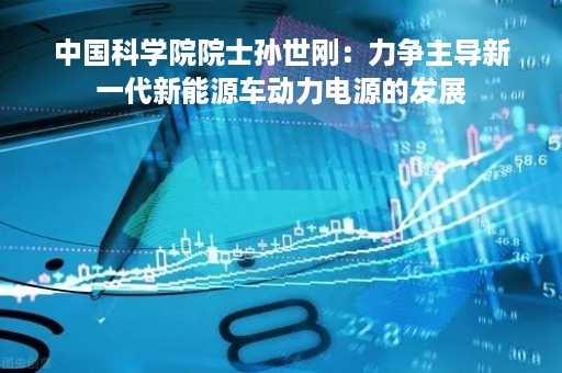 中国科学院院士孙世刚：力争主导新一代新能源车动力电源的发展