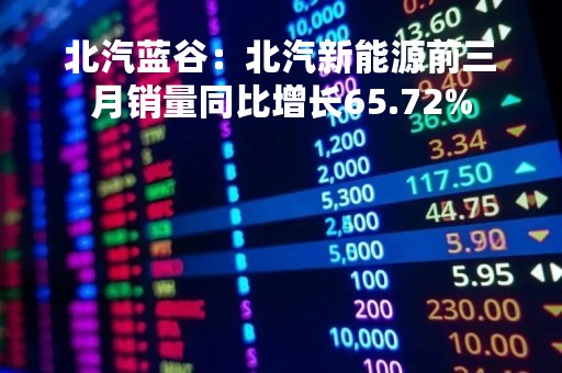 北汽蓝谷：北汽新能源前三月销量同比增长65.72%