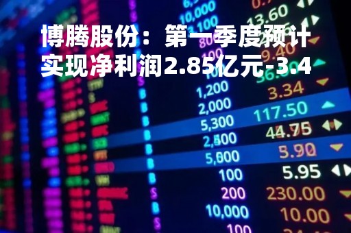 博腾股份：第一季度预计实现净利润2.85亿元-3.43亿元 同比下降10%-25%