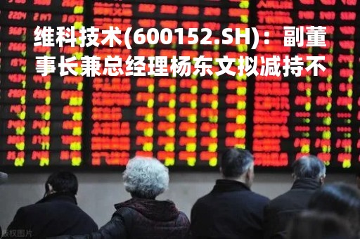维科技术(600152.SH)：副董事长兼总经理杨东文拟减持不超1%股份