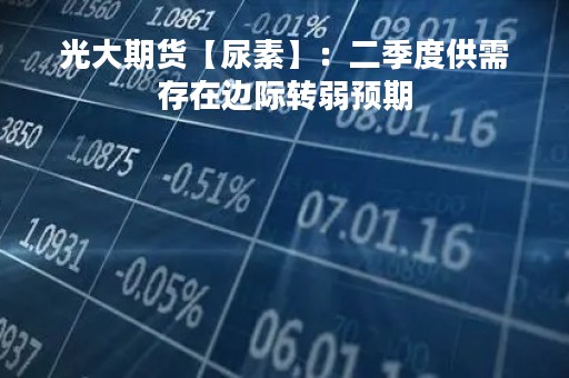 光大期货【尿素】：二季度供需存在边际转弱预期