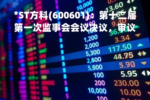*ST方科(600601)：第十二届第一次监事会会议决议，审议关于监事会换届选举的议案