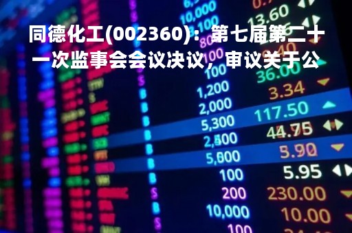 同德化工(002360)：第七届第二十一次监事会会议决议，审议关于公司符合向特定对象发行A股股票条件的议案等多项议案
