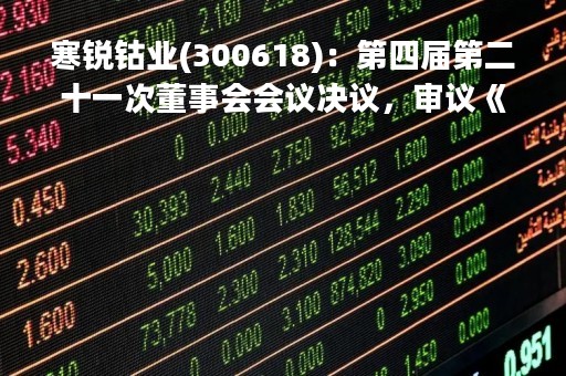 寒锐钴业(300618)：第四届第二十一次董事会会议决议，审议《关于调整部分募集资金投资项目实施进度的议案》