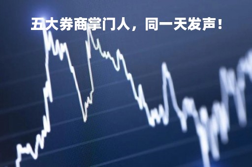 五大券商掌门人，同一天发声！