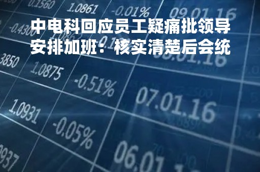 中电科回应员工疑痛批领导安排加班:核实清楚后会统一回复