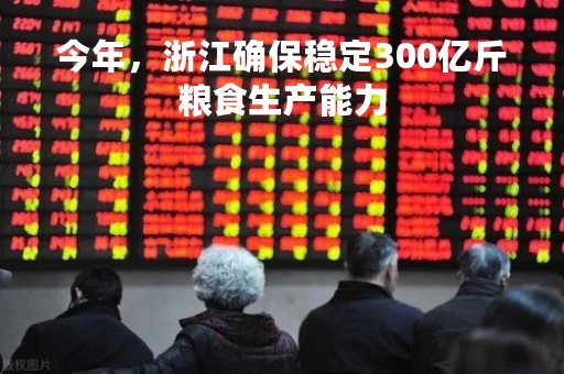 今年，浙江确保稳定300亿斤粮食生产能力