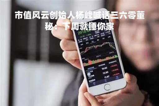 市值风云创始人杨峰喊话三六零董秘：下周就锤你家