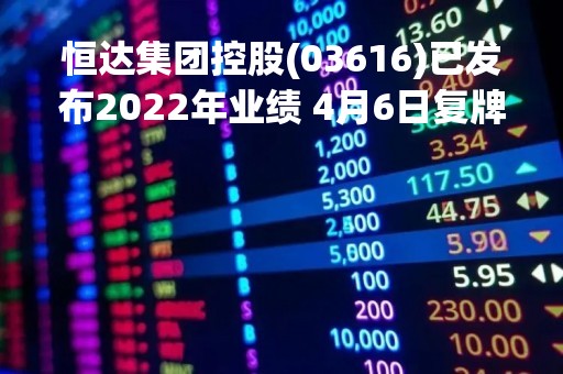 恒达集团控股(03616)已发布2022年业绩 4月6日复牌
