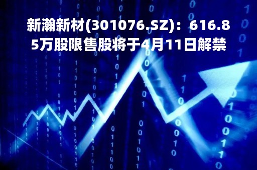 新瀚新材(301076.SZ)：616.85万股限售股将于4月11日解禁