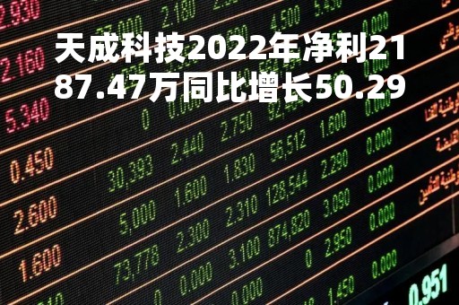 天成科技2022年净利2187.47万同比增长50.29%销售市场占有率不断提升