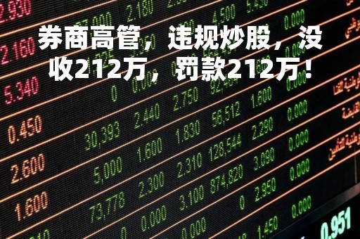 券商高管，违规炒股，没收212万，罚款212万！