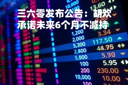 三六零发布公告：胡欢承诺未来6个月不减持  公司没有定增计划