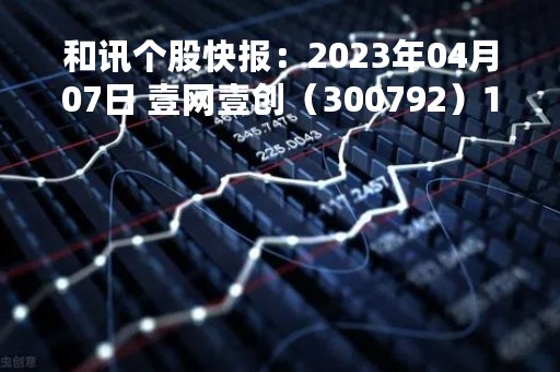 和讯个股快报：2023年04月07日 壹网壹创（300792）10:56分，股价快速拉升