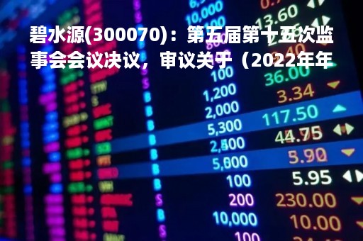 碧水源(300070)：第五届第十五次监事会会议决议，审议关于（2022年年度报告）及（2022年年度报告摘要）的议案等多项议案