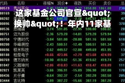 这家基金公司官宣"换帅"！年内11家基金公司董事长调整