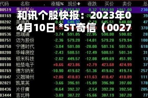 和讯个股快报：2023年04月10日 *ST奇信（002781）14:59分，尾盘涨停板打开
