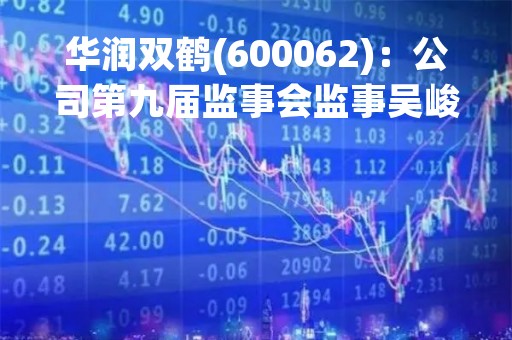 华润双鹤(600062)：公司第九届监事会监事吴峻先生、陶然先生辞职