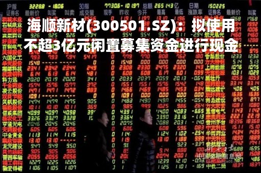 海顺新材(300501.SZ)：拟使用不超3亿元闲置募集资金进行现金管理