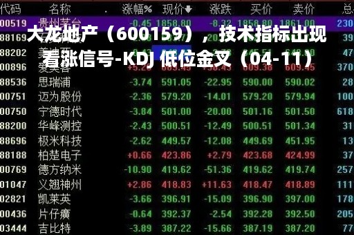 大龙地产（600159），技术指标出现看涨信号-KDJ 低位金叉（04-11）