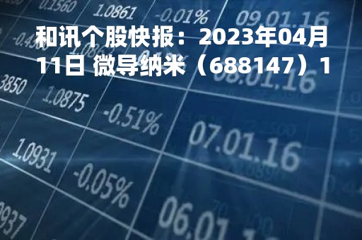 和讯个股快报：2023年04月11日 微导纳米（688147）10:52分，股价快速拉升