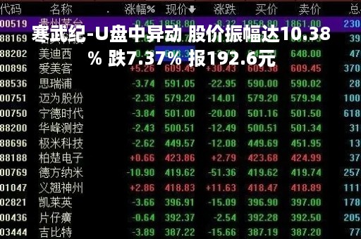 寒武纪-U盘中异动 股价振幅达10.38% 跌7.37% 报192.6元