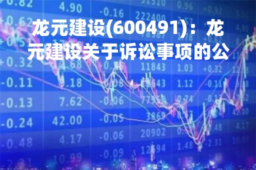 龙元建设(600491)：龙元建设关于诉讼事项的公告