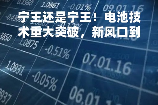 宁王还是宁王！电池技术重大突破，新风口到来！哪些公司有望分食产业链“蛋糕”？