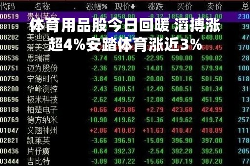 体育用品股今日回暖 滔搏涨超4%安踏体育涨近3%