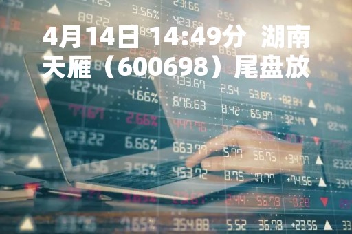 4月14日 14:49分  湖南天雁（600698）尾盘放量拉升
