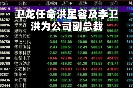卫龙任命洪星容及李卫洪为公司副总裁